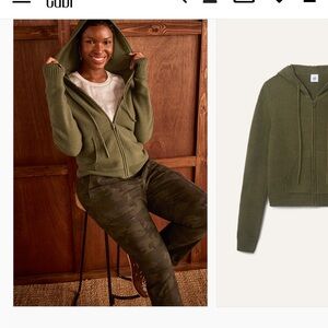 CAbi olive green Hudson hoodie zip front new -S